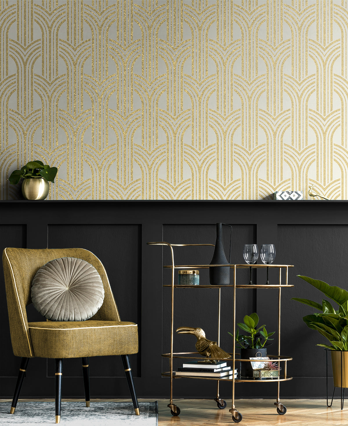Broadway Arches Golden Nugget by Deco 2 Metallic Geometric Wallpaper – Collins & Company DC61303