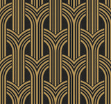 Broadway Arches Antique Gold and Black by Deco 2 Geometric Metallic Wallpaper – Collins & Company DC61310-Sample