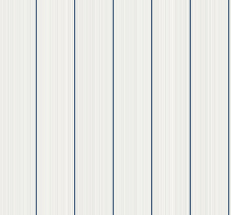 Rockefeller Stripe navy striped wallpaper with a light background