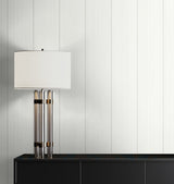 Rockefeller Stripe Dove White by Deco 2 Striped Wallpaper – Collins & Company DC61407 -Sample
