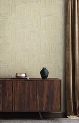 Manhattan Skyline Aurum by Deco 2 Metallic Cityscape Wallpaper – Collins & Company DC61503 -Sample