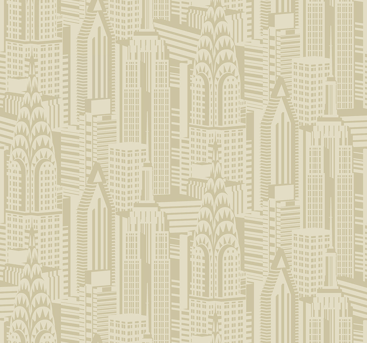 Manhattan Skyline Aurum by Deco 2 Metallic Cityscape Wallpaper – Collins & Company DC61503 -Sample