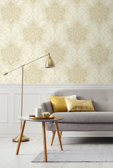 Deco Damask Linen by Deco 2 Damask Wallpaper – Collins & Company DC61605 -Sample