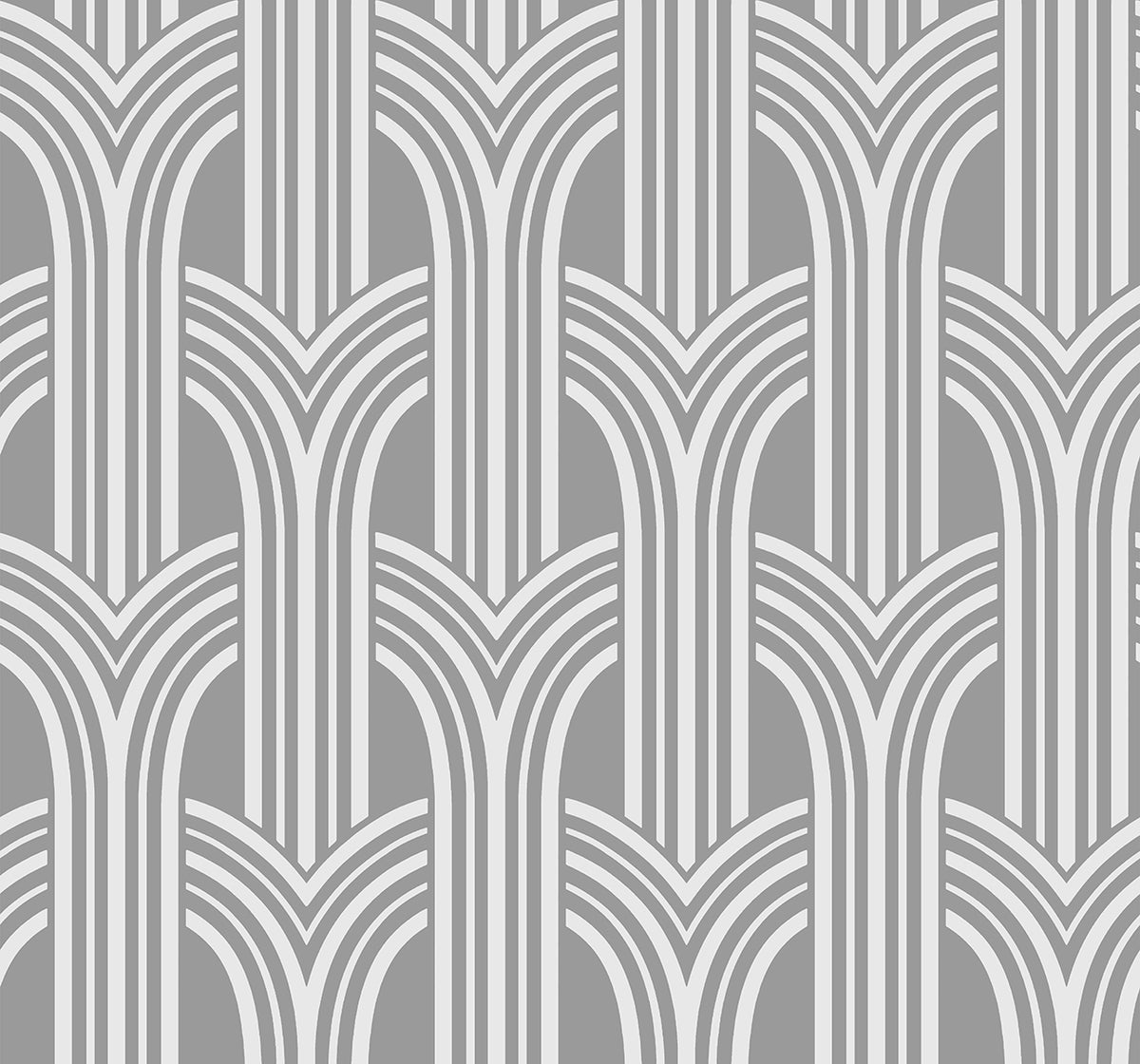 Deco Arches Metallic Silver by Deco 2 Geometric Wallpaper – Collins & Company DC61910 -Sample
