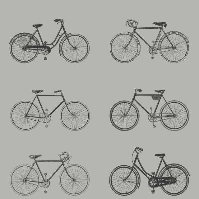 Turnblad Grey Bicycle Wallpaper with Eclectic Travel Novelty Pattern - ESTA Home DD128502