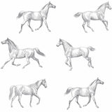 Burnett Off White Horses Wallpaper with Eclectic Novelty Horse Motif - ESTA Home DD128807