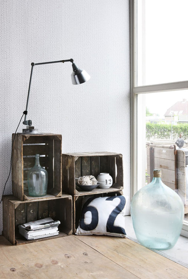 Hart Cream Chevron Fabric Wallpaper with Knit Texture Motif - ESTA Home DD137720