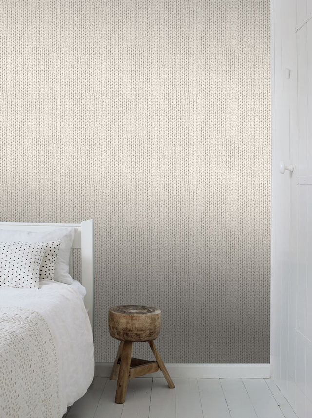 Hart Cream Chevron Fabric Wallpaper with Knit Texture Motif - ESTA Home DD137720