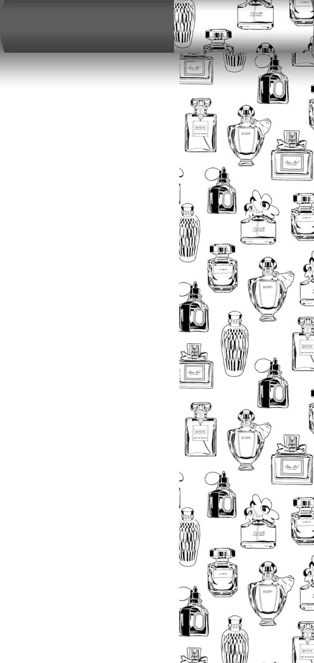 Chita White Perfume Bottles Wallpaper with Novelty Graphics in Eclectic Style - Brewster DD138855