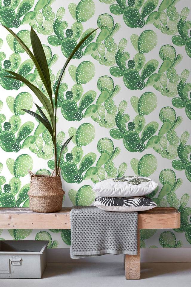 Mimi Green Cactus Wallpaper
