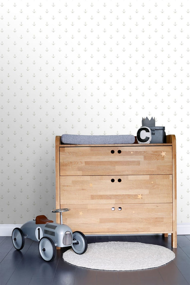 Morton Grey Anchors Wallpaper