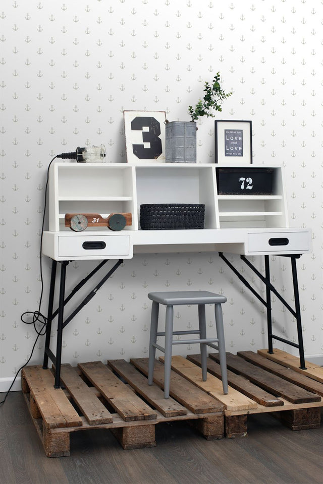 Morton Grey Anchors Wallpaper