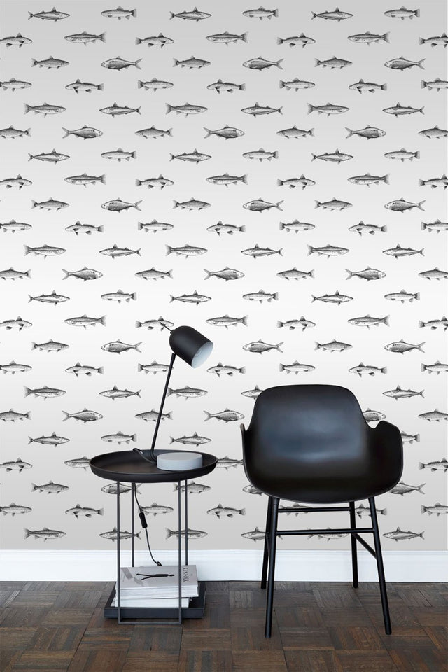 Fiyero Off White Fish Wallpaper with Hand-Drawn Coastal Fish Motif - ESTA Home DD138967