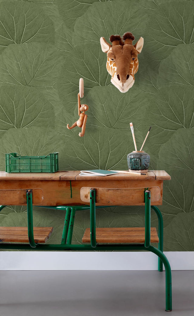 Xylem Olive Large Leaves Wallpaper with Botanical Non Woven Eclectic Style - ESTA Home DD138995