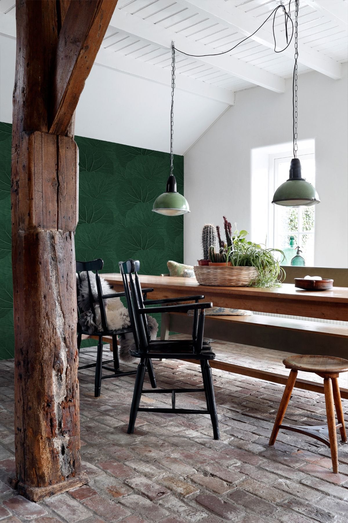 Xylem Evergreen Large Leaves Wallpaper with Botanical Non Woven Eclectic Style - Brewster DD138997