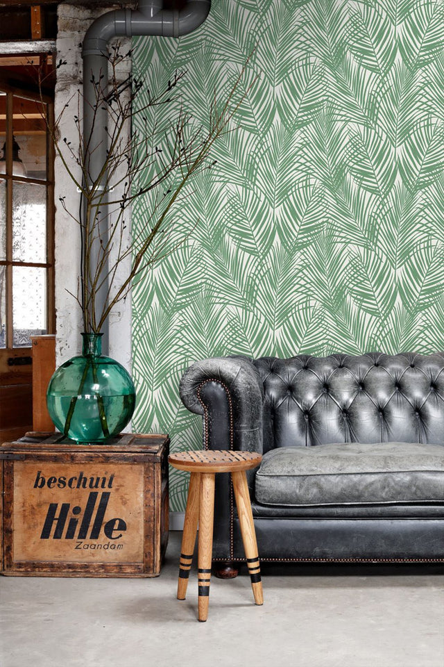 Fifi Green Palm Frond Wallpaper