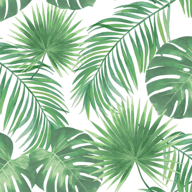 Patti Light Green Leaves Wallpaper