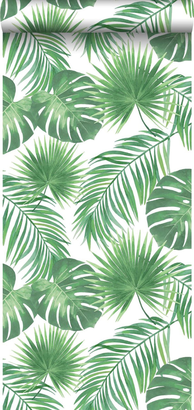 Patti Light Green Leaves Wallpaper
