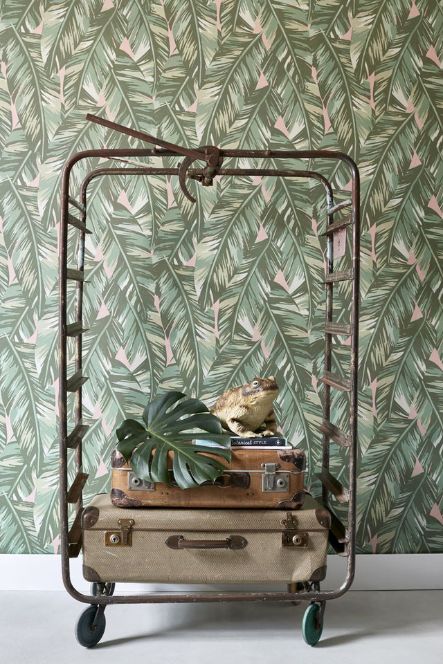Dumott Olive Tropical Leaves Wallpaper with Botanical Banana Leaf Motif - ESTA Home DD139015