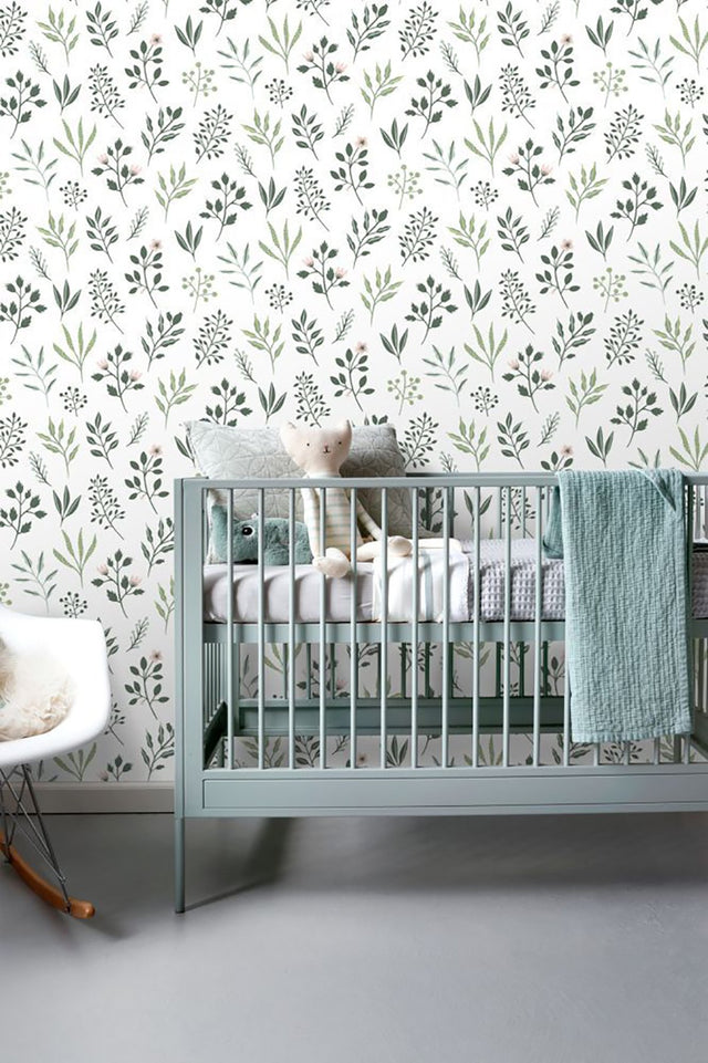 Cynara White Scandinavian Floral Wallpaper with Botanical Non Woven Pattern - ESTA Home DD139080