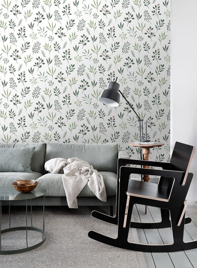Cynara White Scandinavian Floral Wallpaper with Botanical Non Woven Pattern - ESTA Home DD139080