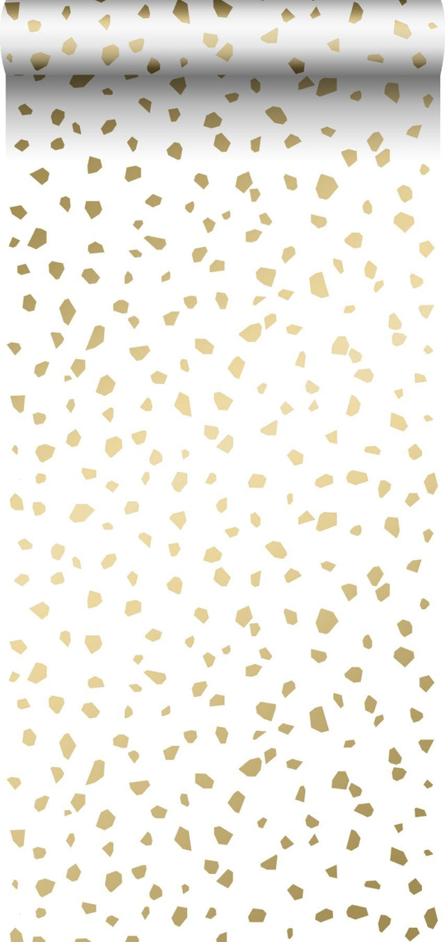 Confetti Gold Terrazzo Wallpaper with Metallic Whimsical Polka Dots - ESTA Home DD139133