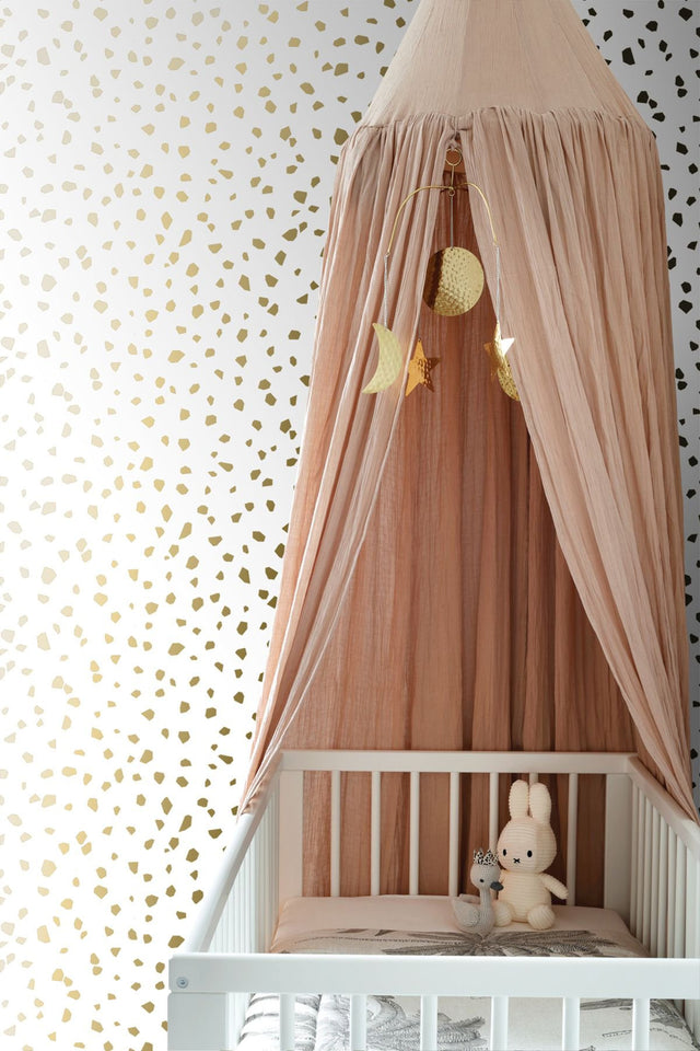 Confetti Gold Terrazzo Wallpaper with Metallic Whimsical Polka Dots - ESTA Home DD139133