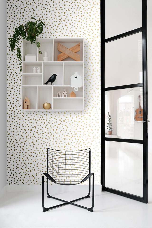 Confetti Gold Terrazzo Wallpaper with Metallic Whimsical Polka Dots - ESTA Home DD139133