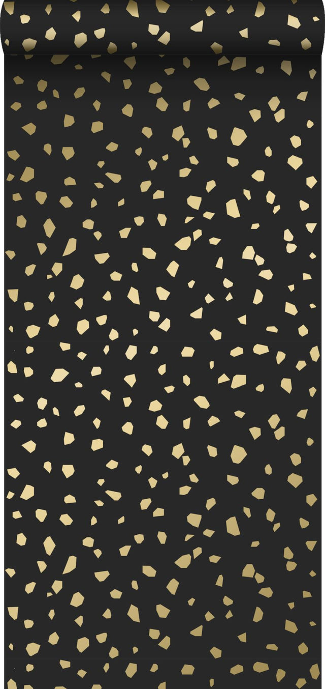 Confetti Black Terrazzo Wallpaper