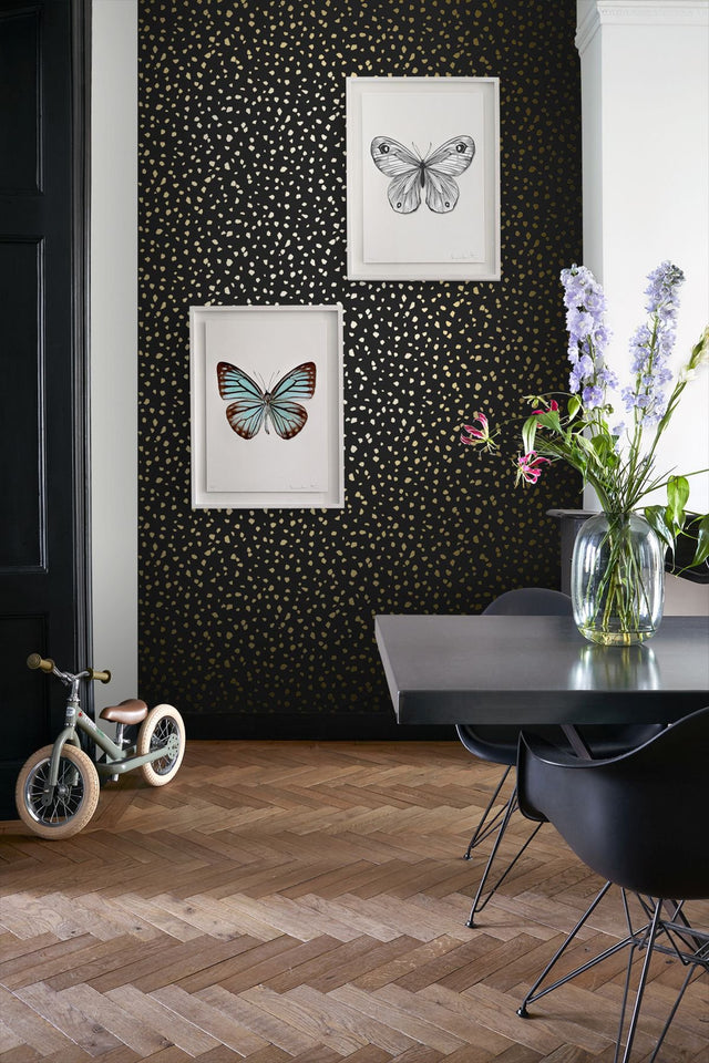 Confetti Black Terrazzo Wallpaper
