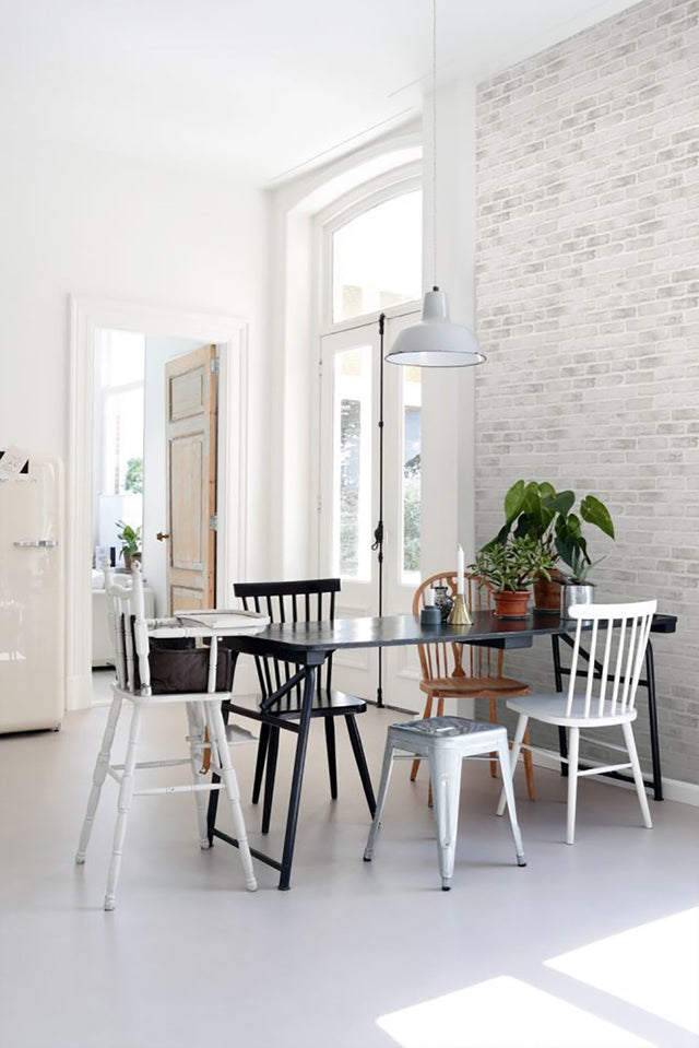 Burnham Grey Brick Wall Wallpaper