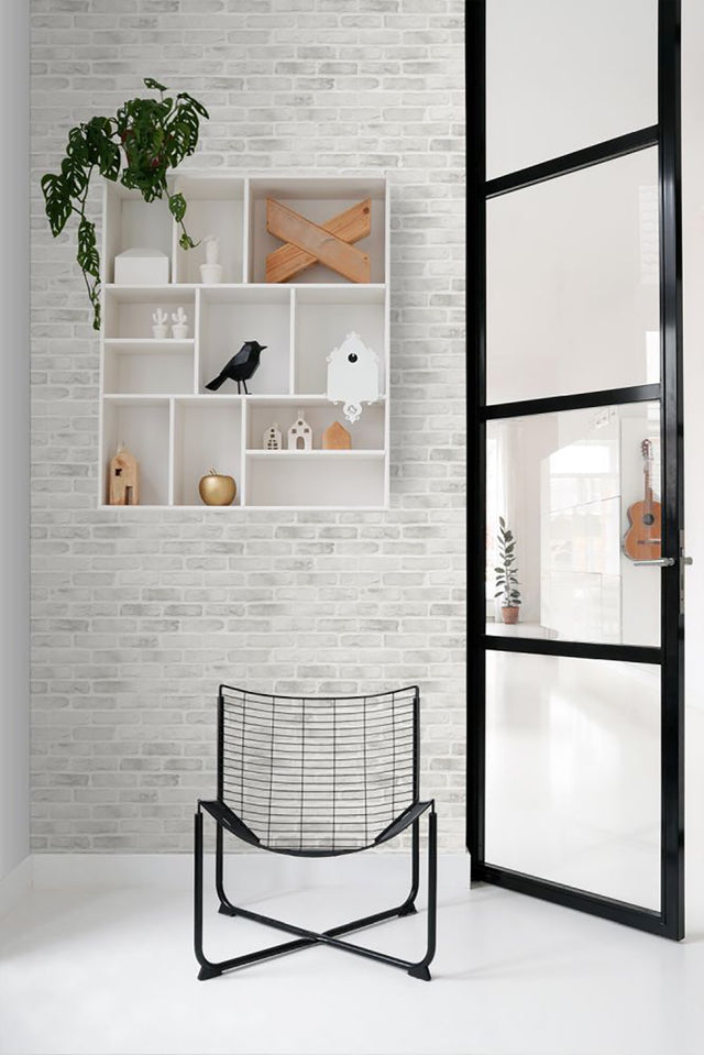 Burnham Grey Brick Wall Wallpaper