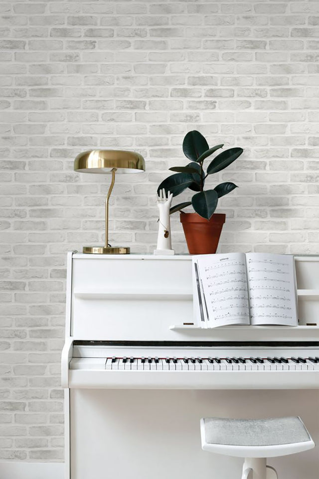 Burnham Grey Brick Wall Wallpaper