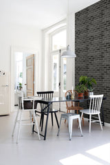 Burnham Black Brick Wall Wallpaper, Graphic Modern Style - ESTA Home DD139138
