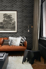 Burnham Black Brick Wall Wallpaper, Graphic Modern Style - ESTA Home DD139138