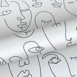 Sharona White Line Art Faces Wallpaper with Abstract Line-Drawing Faces - ESTA Home DD139145