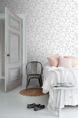 Sharona White Line Art Faces Wallpaper with Abstract Line-Drawing Faces - ESTA Home DD139145