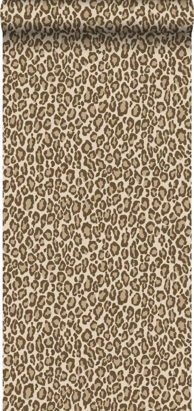Cicely Brown Leopard Skin Wallpaper with Glam Faux Effects Animal Print - ESTA Home DD139152