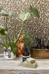 Cicely Brown Leopard Skin Wallpaper with Glam Faux Effects Animal Print - ESTA Home DD139152