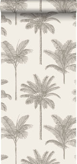 Taj Beige Palm Trees Wallpaper with Bohemian Botanical Trees Pattern - ESTA Home DD139163