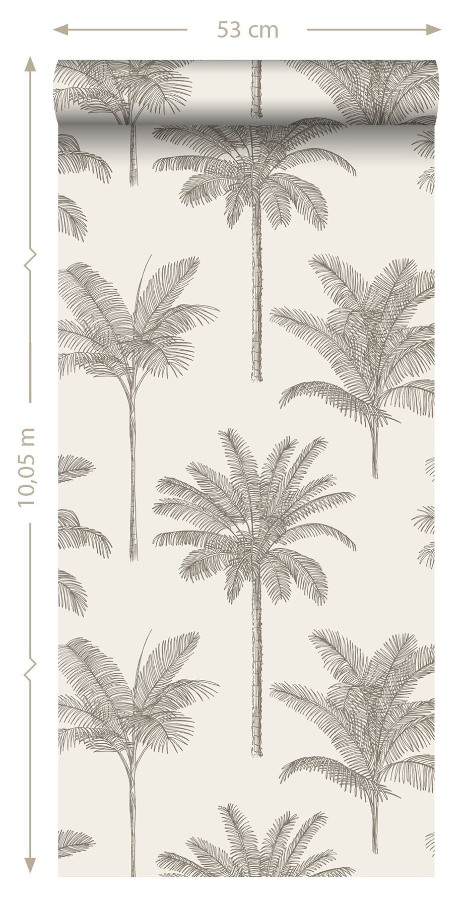 Taj Beige Palm Trees Wallpaper with Bohemian Botanical Trees Pattern - ESTA Home DD139163