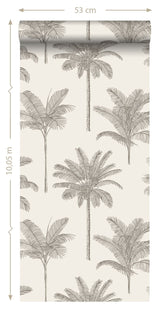 Taj Beige Palm Trees Wallpaper with Bohemian Botanical Trees Pattern - ESTA Home DD139163
