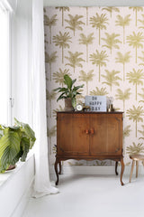 Taj Blush Palm Trees Wallpaper with Botanical Tropical Motif - ESTA Home DD139164