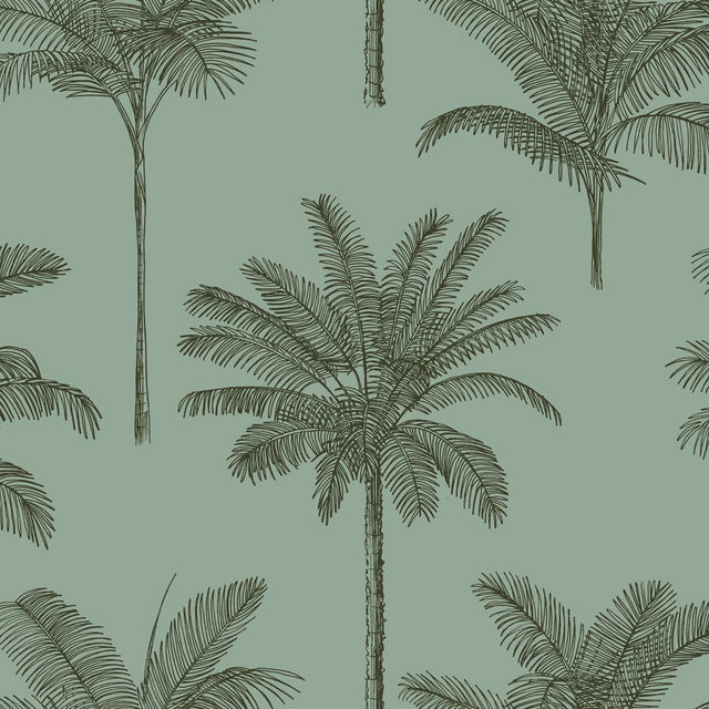 Taj Sage Palm Trees Wallpaper with Botanical Tropical Pattern - ESTA Home DD139165