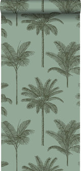 Taj Sage Palm Trees Wallpaper with Botanical Tropical Pattern - ESTA Home DD139165