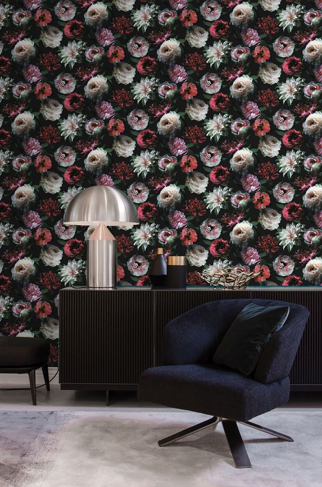 Contessa Ruby Flowers Wallpaper