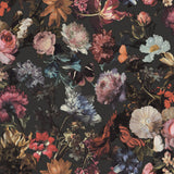 Zarinda Dark Grey Flowers Wallpaper with Butterfly Floral Motif - ESTA Home DD139172