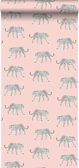 Prowl Pink Jaguars Wallpaper with Bohemian Animal Motif - Brewster DD139177