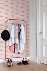 Prowl Pink Jaguars Wallpaper with Bohemian Animal Motif - Brewster DD139177