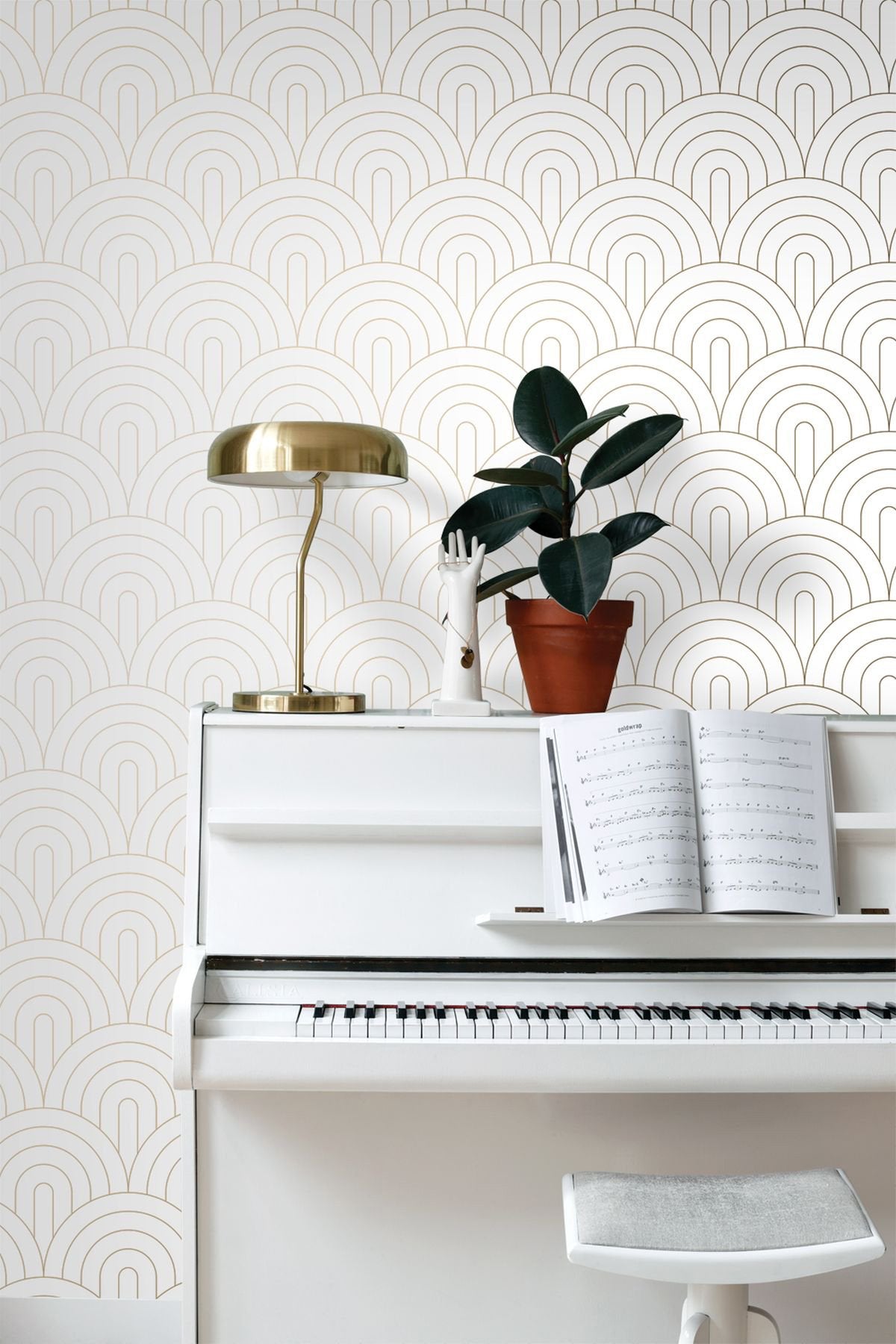 Lalique White Art Deco Motif Geometric Wallpaper - ESTA Home DD139215
